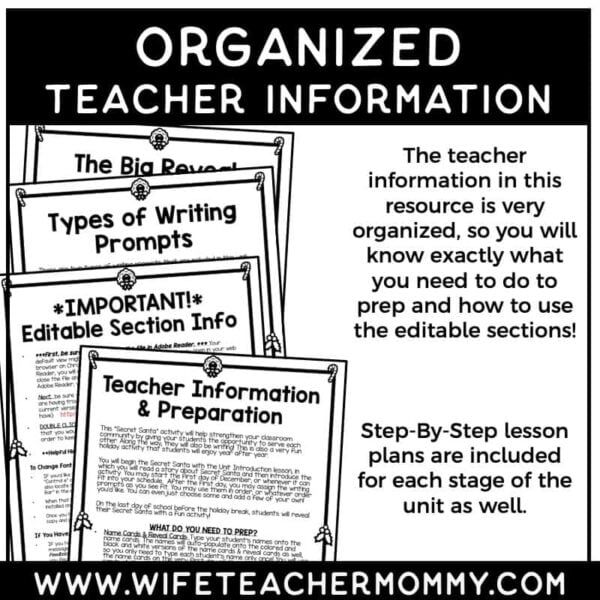 Secret Santa Christmas Writing Prompts Unit - Image 8