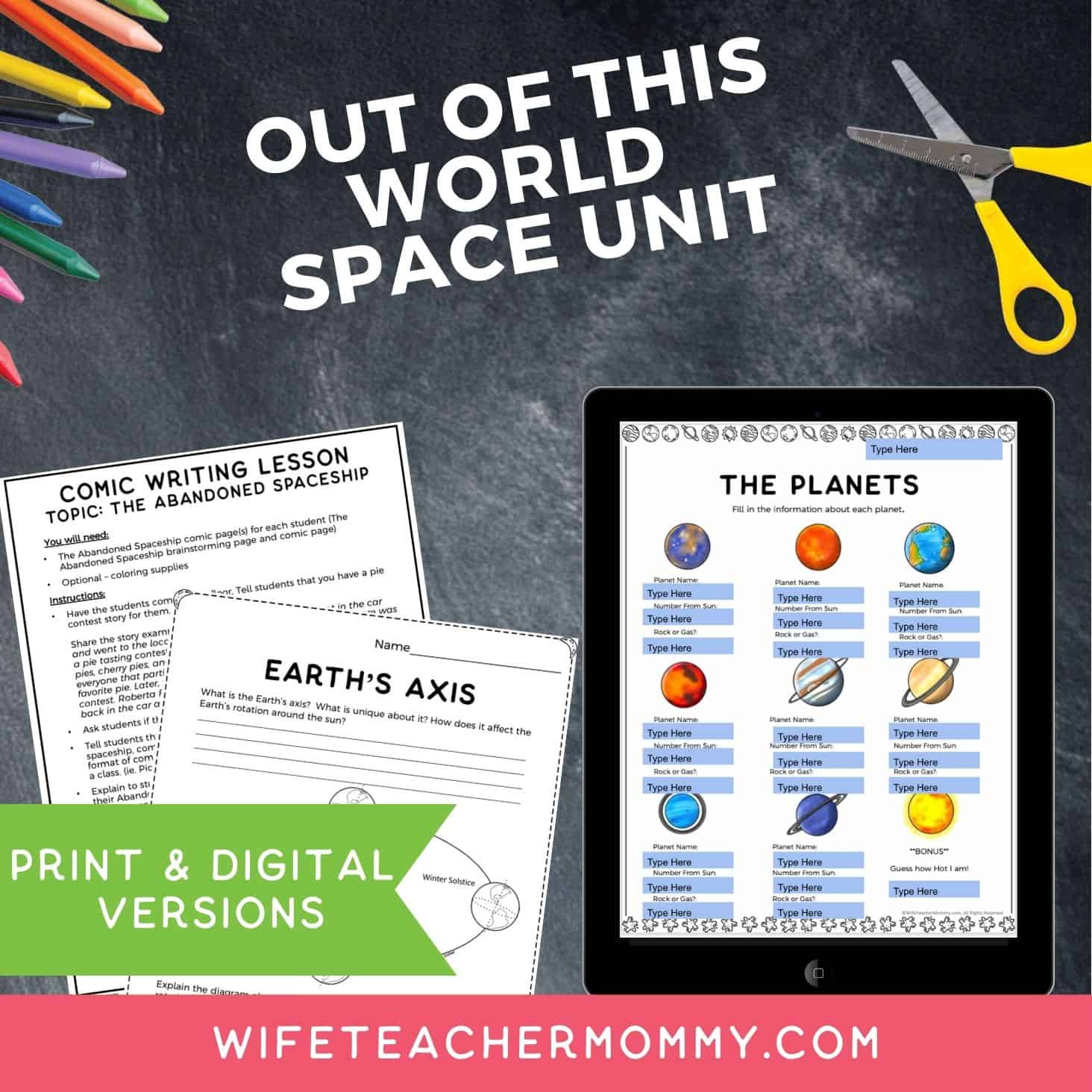space worksheets- space unit for upper elementary