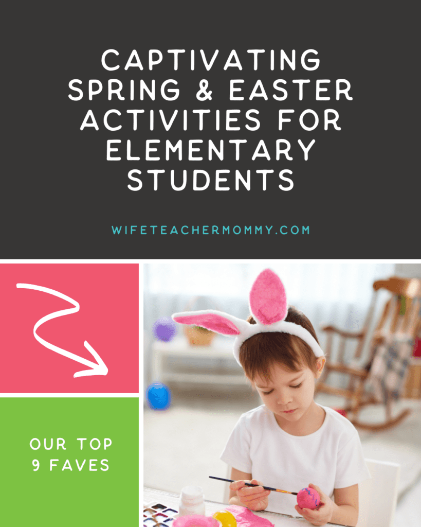 kid with bunny ears painting an Easter Egg- Captivating spring & Easter activities for elementary students 