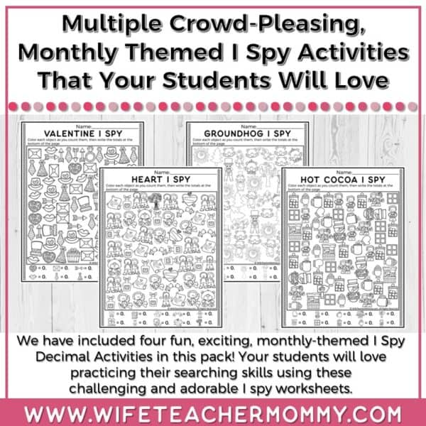 February Add & Subtract Decimals I Spy Resource - Image 2