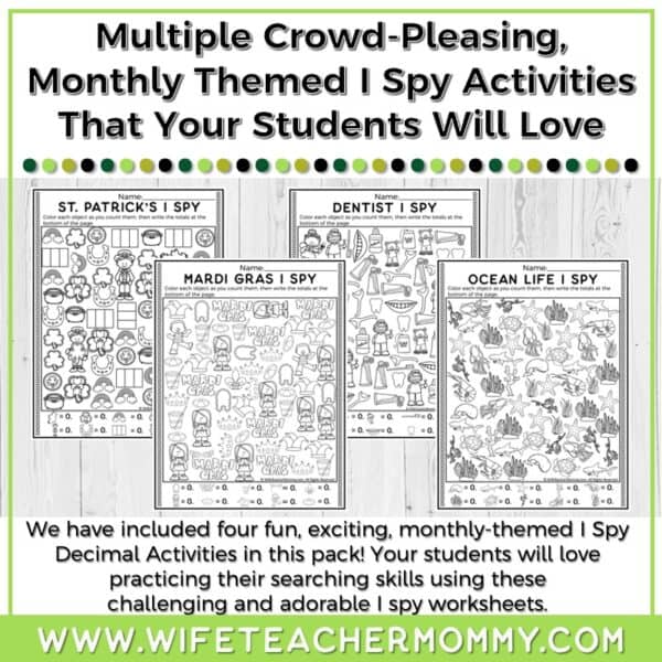 March Add & Subtract Decimals I Spy Resource - Image 2