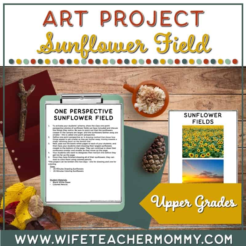 September Monthly Art Activity Sunflower Field Art Project for Upper Grades