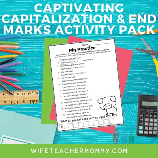 end marks & capitalization worksheets