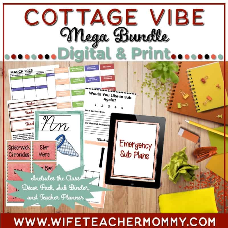 The Ultimate Cottage Vibe Mega Bundle - Teacher Planner, Sub Binder, Decor (Print & Digital)