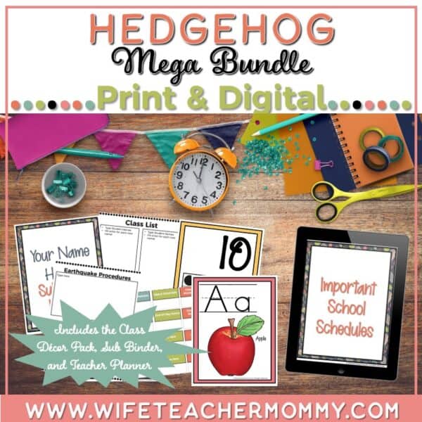 The Ultimate Hedgehog Mega Bundle - Teacher Planner, Sub Binder, Decor (Print & Digital)