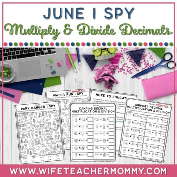 June Multiply & Divide Decimals I Spy Resource