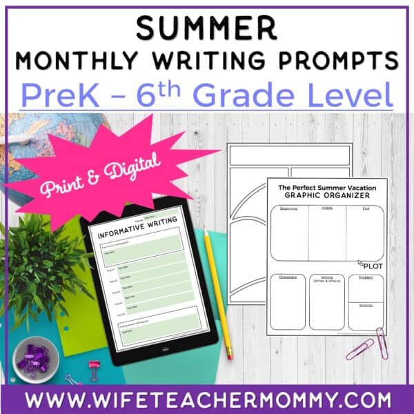 Summer Writing Prompts for PreK-6th Grades PRINT + GOOGLE MEGA BUNDLE